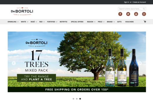 Website of De Bortoli online wine shop