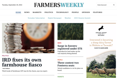 screenshot of farmers weekly website, set out as newspaper with current headline news and photos